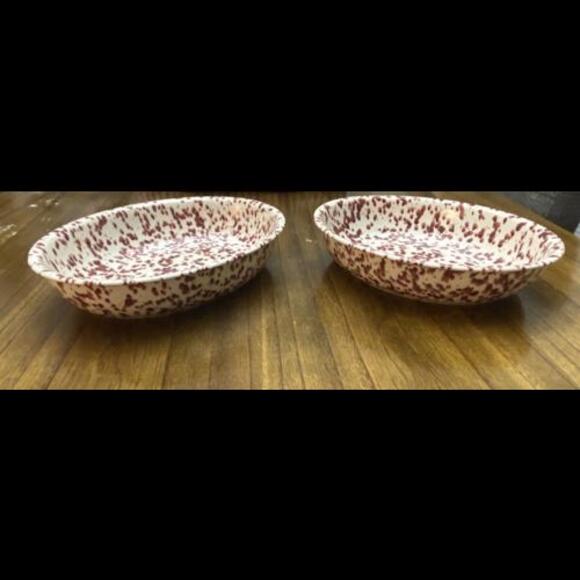 John Lewis Porcelain Red Speckled Bowls Set Of 2 - Picture 10 of 10